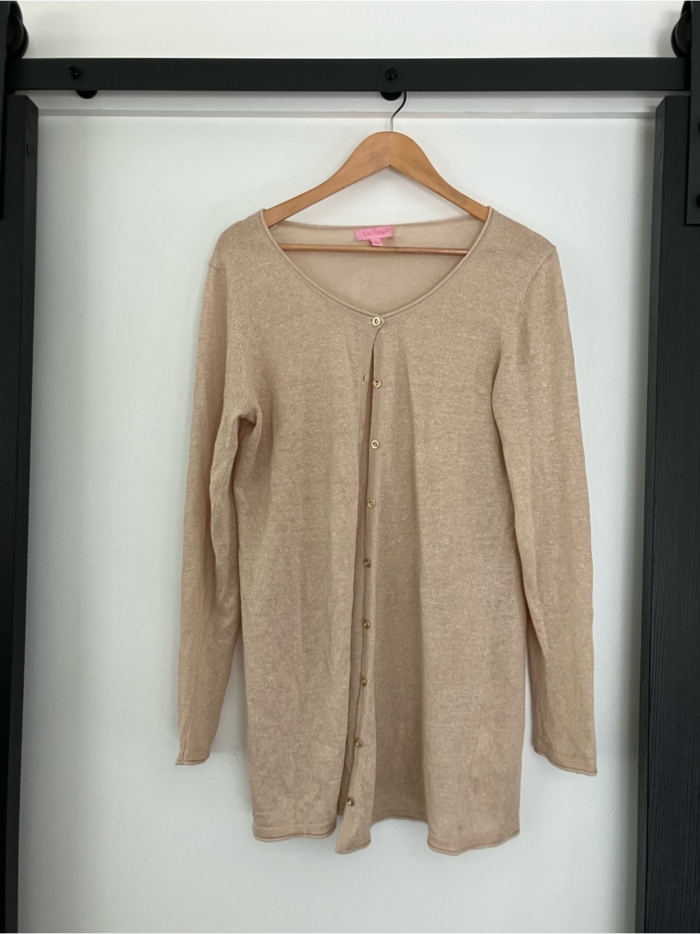 Lilly Pulitzer Neutral Beige Longline Button Cardigan